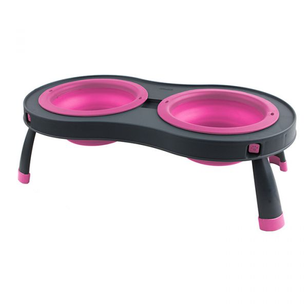 DEXAS Миска подвійна Дабл Фідер на складній підставці-велика 600 мл (рож.)