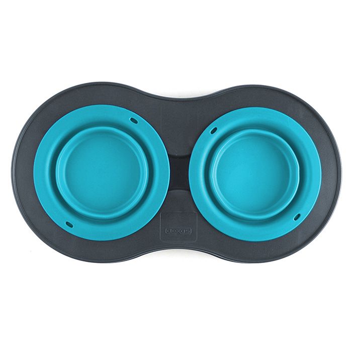 DEXAS Миска подвійна Дабл Фідер на складній підставці-велика 600 мл (блак.)