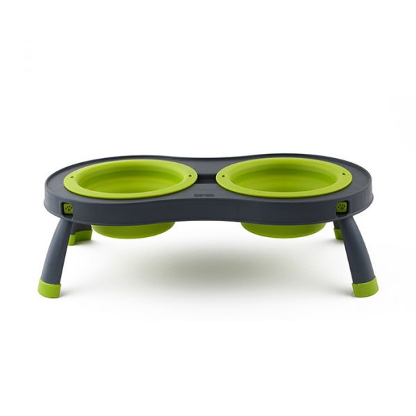 DEXAS Миска подвійна Дабл Фідер на складній підставці-велика 600 мл (зел.)