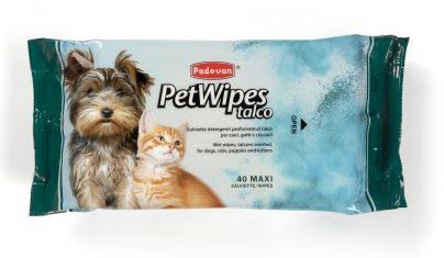 Pet Wipes Talco/Очищаючі вологі серветки з ароматом тальку PADOVAN Pet Wipes Talco 40 шт