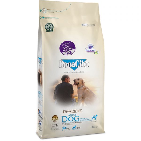BonaCibo Adult Dog Small Breed Chicken&Rice with Anchovy 4 kg