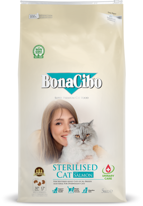 BonaCibo Adult Cat Sterilised Salmon 5 kg