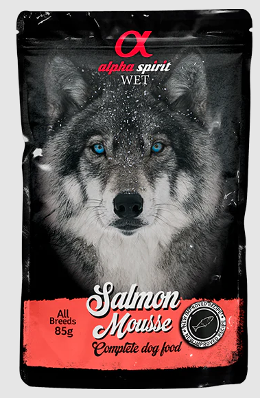 ALPHA SPIRIT POUCH SALMON MOUSSE/Вологий корм д/собак Сальмон Мусс 85г