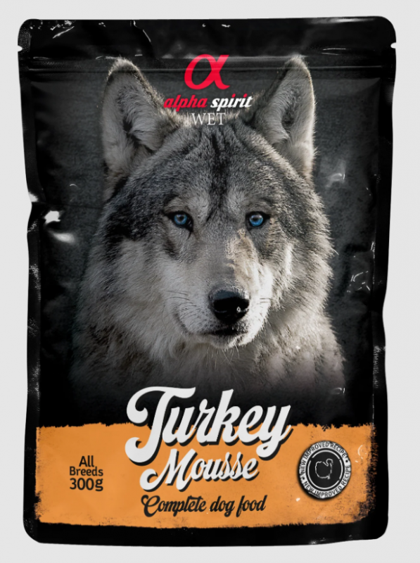 ALPHA SPIRIT POUCH TURKEY MOUSSE/Вологий корм д/собак Торкі Мусс 300г