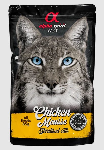 ALPHA SPIRIT POUCH CHICKEN M. STERILIZED CAT/Вологий корм д/стериліз.котів Чікен Мусс 85г