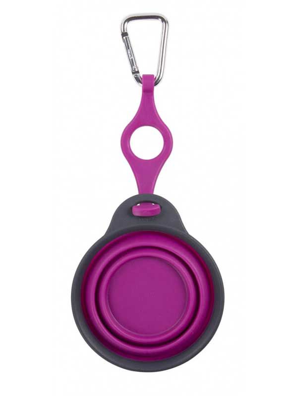 DEXAS Дорожня складна миска Тревел Кап з кріпл. на пляшку і карабіном 240 мл (пурпурна)