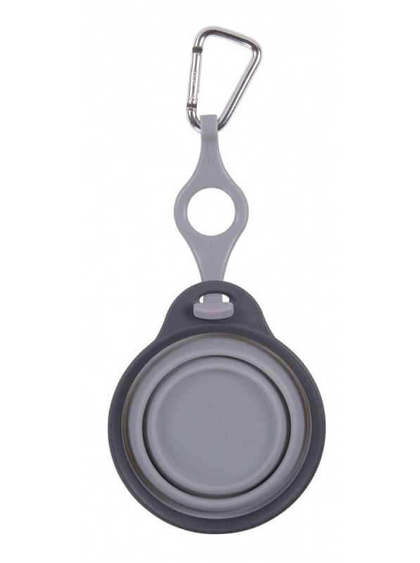 DEXAS Дорожня складна миска Тревел Кап з кріпл. на пляшку і карабіном 240 мл (світло-сіра)