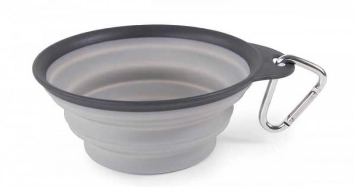 DEXAS Дорожня складна миска Тревел Кап з карабіном велика 480 мл (світло-сіра)