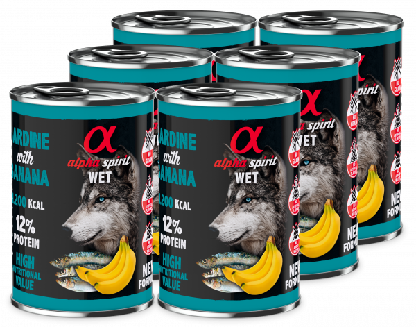 Альфа Спіріт Сардина виз Банана Едалт Дог консерва д/собак 6 шт х400г
