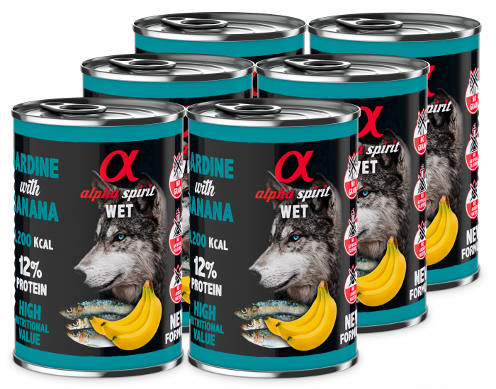 Альфа Спіріт Сардина виз Банана Едалт Дог консерва д/собак 6 шт х400г