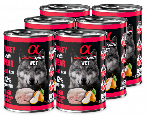 Альфа Спіріт Торкі виз Пеар Едалт Дог консерва д/собак 6 шт х400г