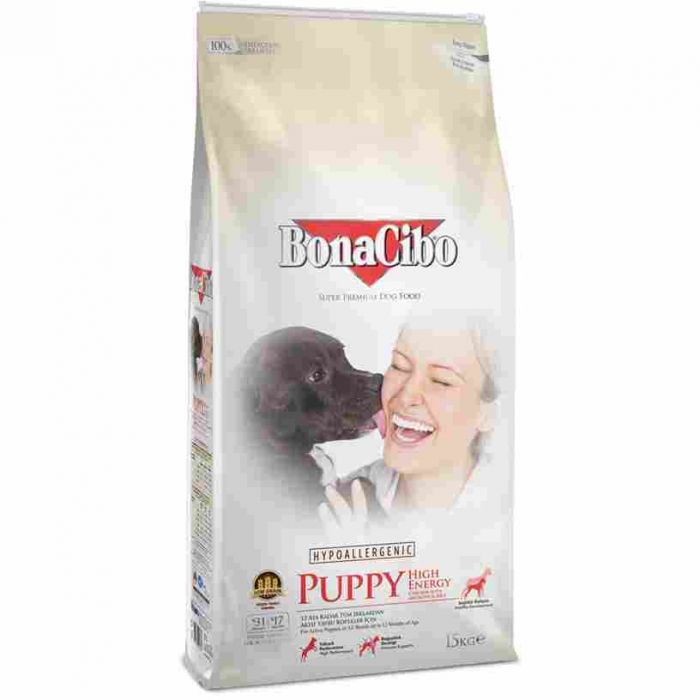 BonaCibo Puppy High Energy Chicken&Rice with Anchovy 15 kg