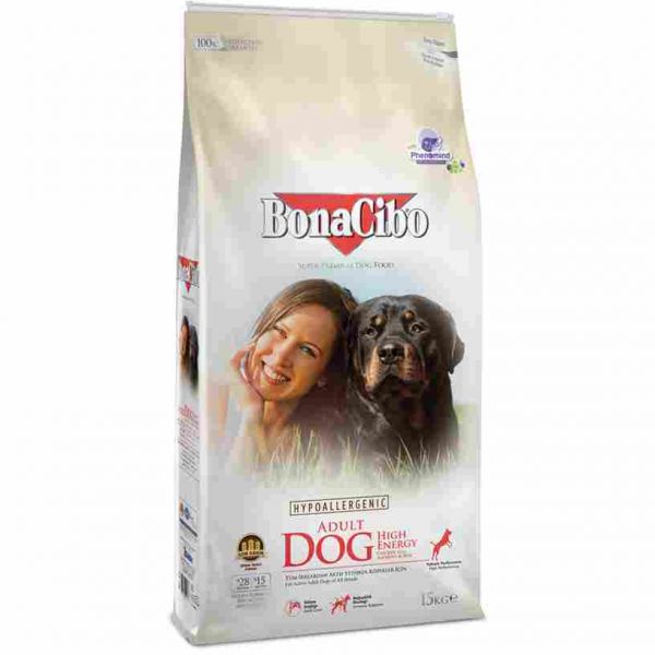 BonaCibo Adult Dog High Energy Chicken&Rice with Anchovy 15 kg