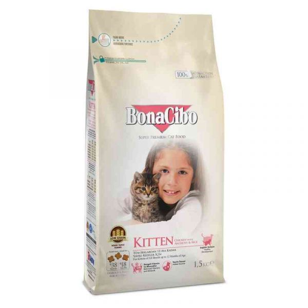 BonaCibo Kitten Chicken&Rice with Anchovy 1,5 kg