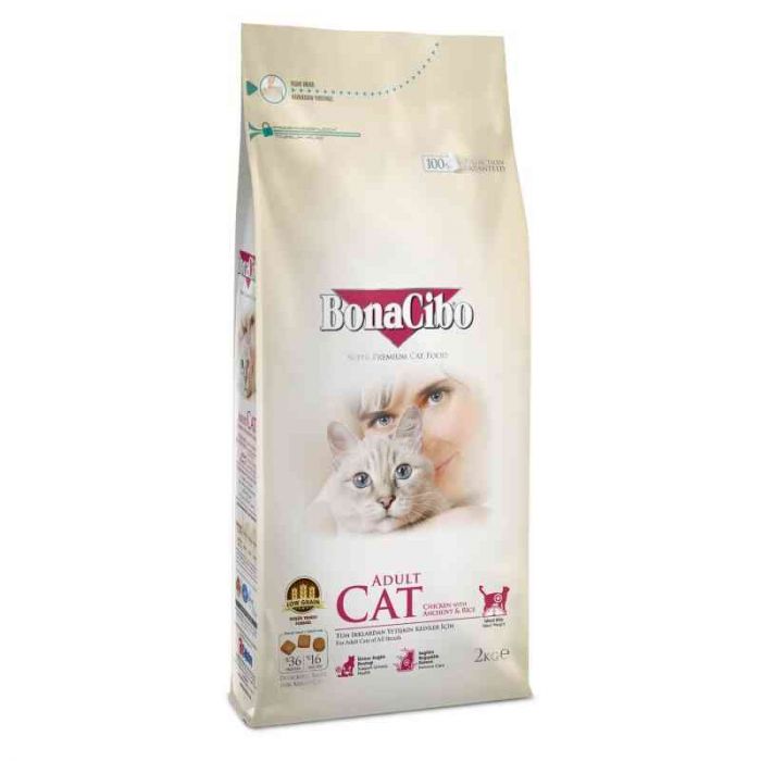 BonaCibo Adult Cat Chicken&Rice with Anchovy 2 kg