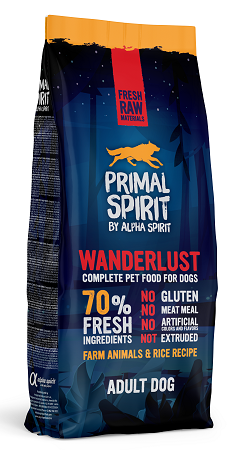 PRIMAL SPIRIT WANDERLUST DOG FOOD/Повнораціонний корм д/собак Вандерласт 12кг