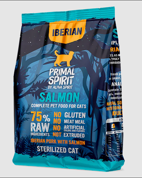 PRIMAL SPIRIT IBERIAN SALMON CAT FOOD/Повнораціонний корм д/котів Іберіан Салмон 1кг