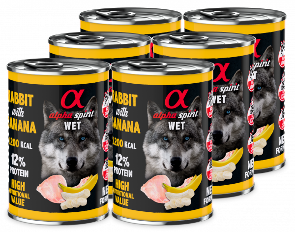 Альфа Спіріт Реббіт виз Банана Едалт Дог консерва д/собак 6 шт х400г