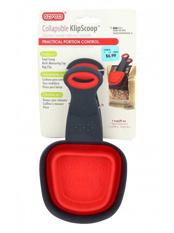 DEXAS Мірний стакан складний Кліпскуп на кліпсі квадратний 120мл (сірий/червоний) 6шт/пак