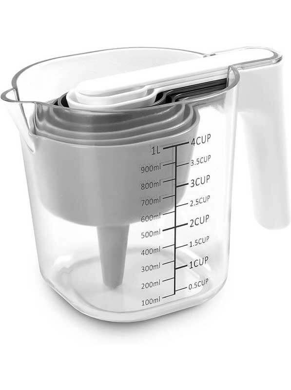 DEXAS Набір мірних стаканів 9 шт (чорний/сірий) 6шт/пак