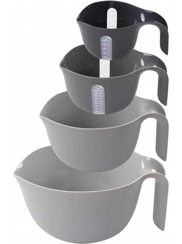 DEXAS Набір пласт.чашок Міксінг Боулс для змішування 4шт (чорний/сірий) GMBS4-432 4шт/пак