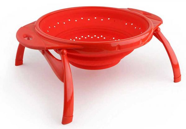 DEXAS Друшляк Коландер складний силіконовий на ніжках 25см (червоний) 6шт/пак