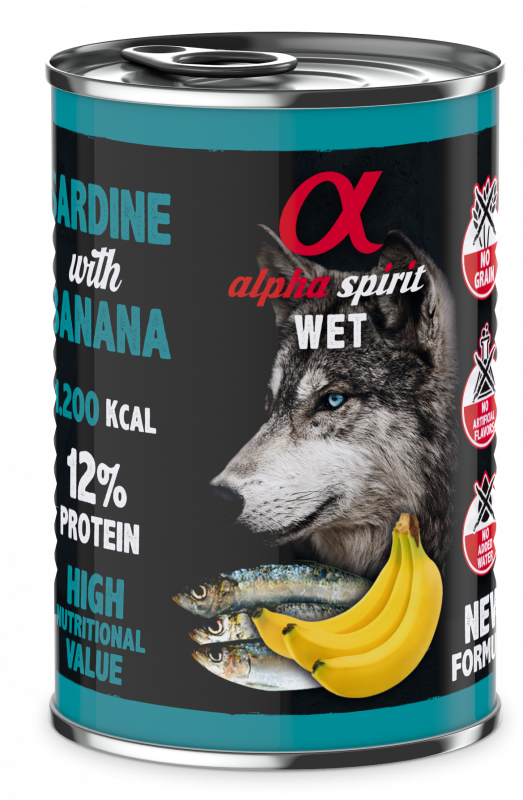 Альфа Спіріт Сардина виз Банана Едалт Дог консерва д/собак 400г (x6)
