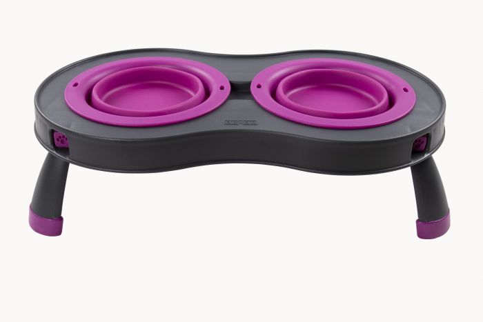 DEXAS Миска подвійна Дабл Фідер на складній підставці-мала 240 мл (пурпурна)