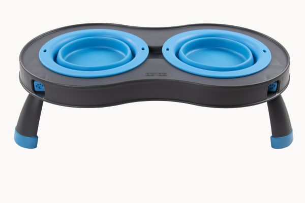 DEXAS Миска подвійна Дабл Фідер на складній підставці-мала 240 мл (блакитна)